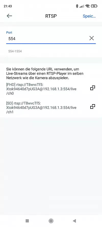 Wansview W9 RTSP Einstellungen Wansview W9 RTSP Einstellungen