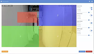 Alarmbereiche einer Überwachungskamera