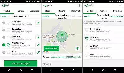 Geofencing bei einer Überwachungskamera