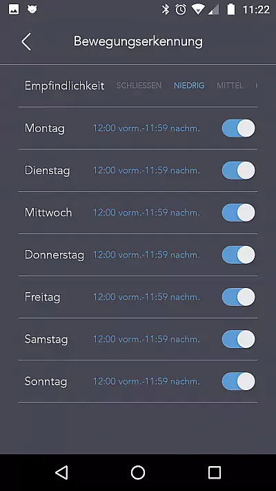 Nooie App Zeitplan