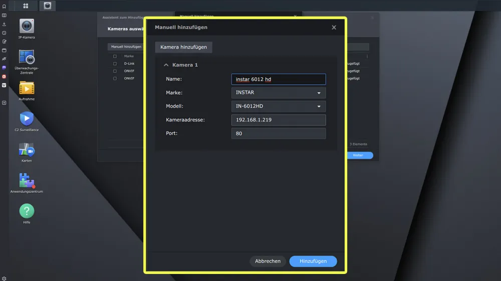 Überwachungskamera mit RTSP in ein Synology NAS hinzufügen