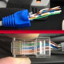 Ein Netzwerkkabel crimpen