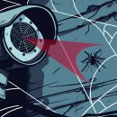 Spinne vor einer Überwachungskamera
